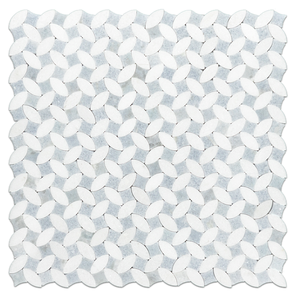 White Thassos & Blue Celeste Twilight Mosaic Honed