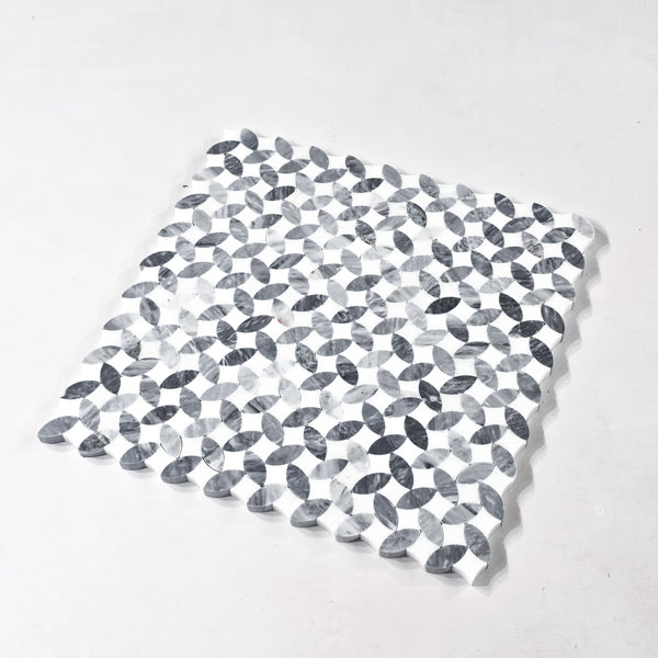 White Thassos & Bardiglio Nuvolato Twilight Mosaic Honed