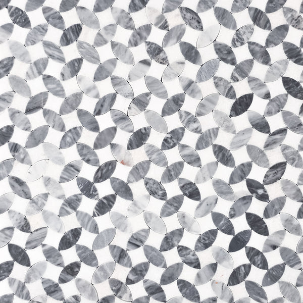 White Thassos & Bardiglio Nuvolato Twilight Mosaic Honed