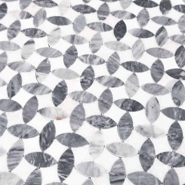 White Thassos & Bardiglio Nuvolato Twilight Mosaic Honed