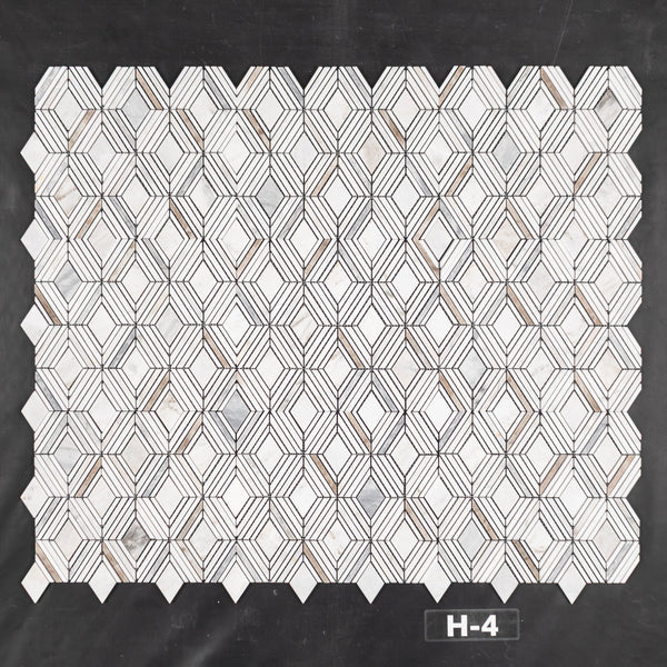 Bianco Oro Petite Jewel with White Thassos Mosaic Honed
