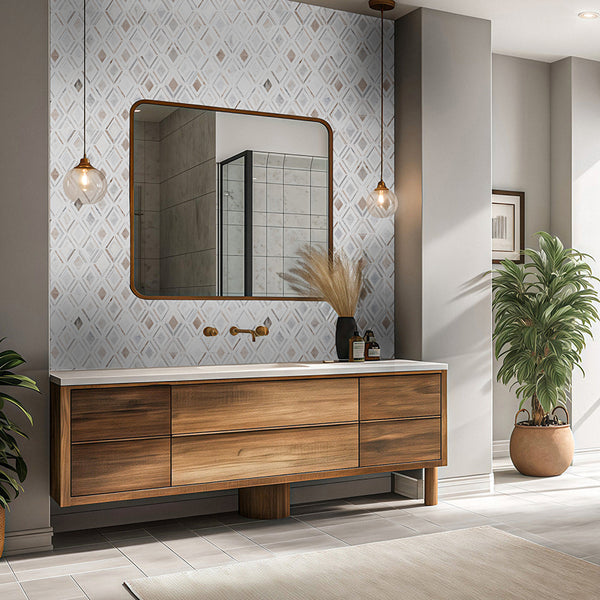 Bianco Oro Petite Jewel with White Thassos Mosaic Honed