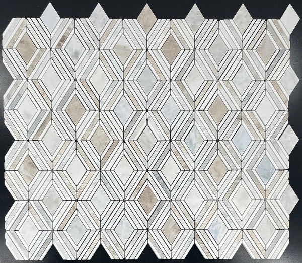 Bianco Oro Petite Jewel with White Thassos Mosaic Honed