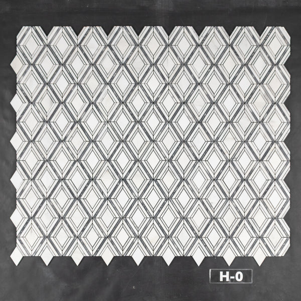 Pearl White Petite Jewel with Mystic Gray and Bardiglio Nuvolato Mosaic Honed