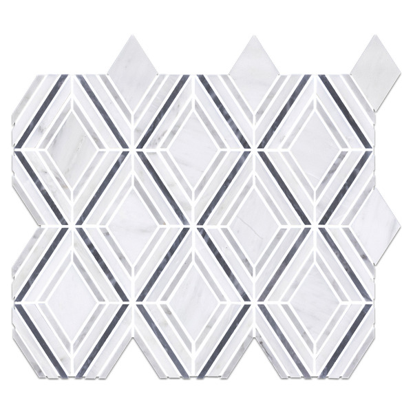 Pearl White Petite Jewel with Mystic Gray and Bardiglio Nuvolato Mosaic Honed