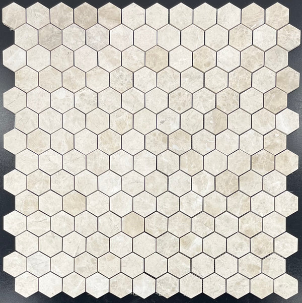 Vanilla Royale 2" Hexagon Mosaic Honed