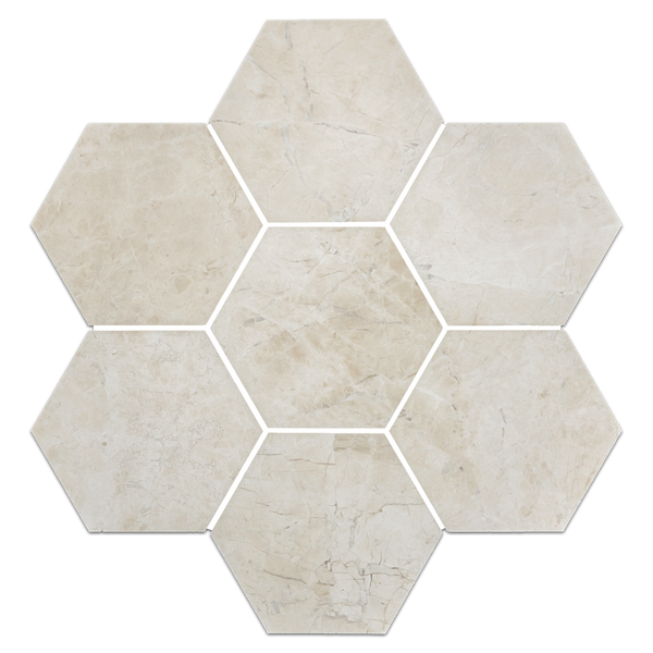 Vanilla Royale 5" Hexagon Mosaic Honed