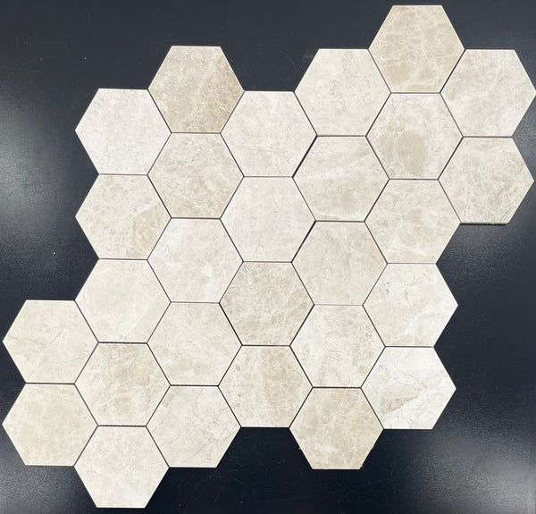 Vanilla Royale 5" Hexagon Mosaic Honed