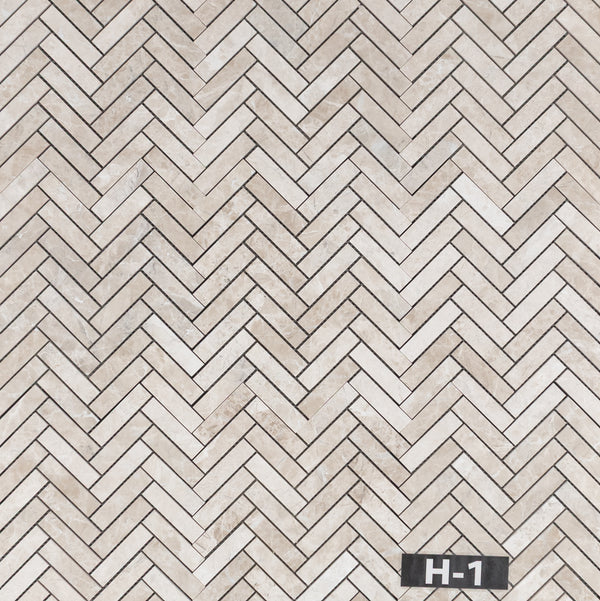 Vanilla Royale 1" x 4" Herringbone Mosaic Honed