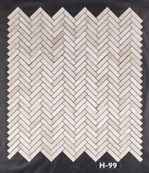 Vanilla Royale 1" x 4" Herringbone Mosaic Honed