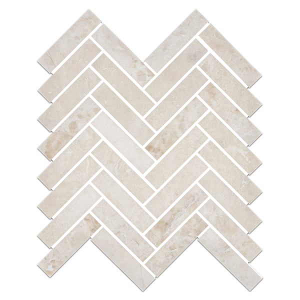 Vanilla Royale 1" x 4" Herringbone Mosaic Honed