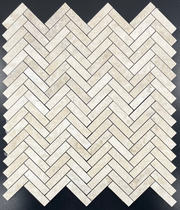 Vanilla Royale 1" x 4" Herringbone Mosaic Honed