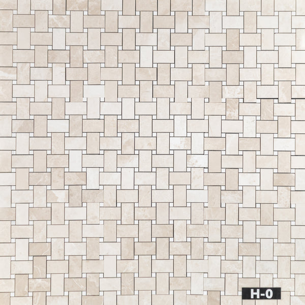 Alba Nova Extra Large Basketweave with 5/8" Dolomite Dot Mosaic Honed