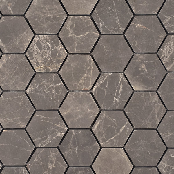 Espresso 2" Hexagon Mosaic Honed