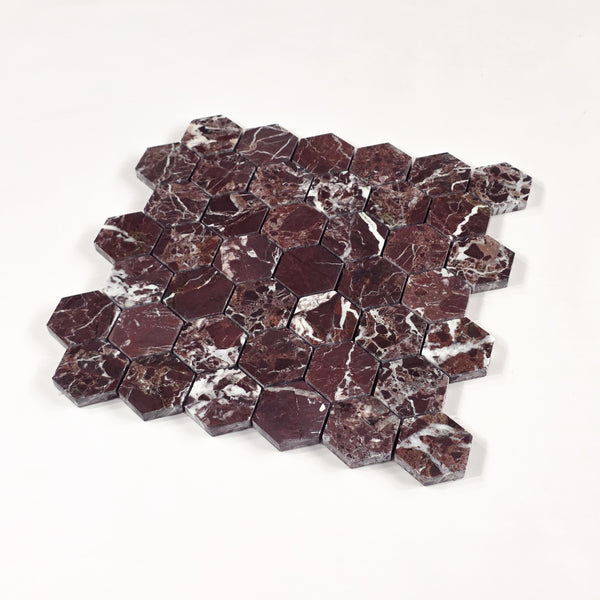 Rosso Levanto 2" Hexagon Mosaic Honed