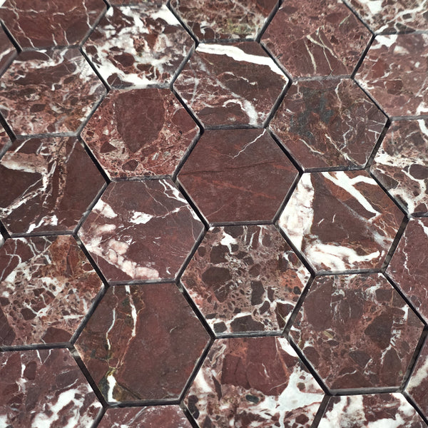 Rosso Levanto 2" Hexagon Mosaic Honed