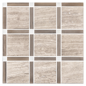 **STOCK LIMITADO** Beachwood Grande Square con barra Driftwood y mosaico de puntos blanco perla pulido