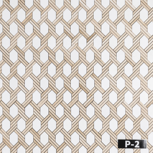 Thassos Captiva Blanco con Mosaico Crema Marfil Pulido