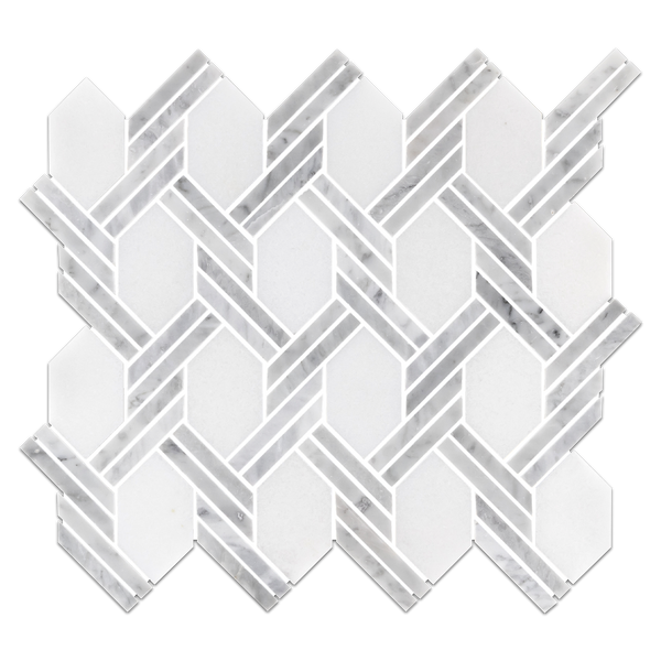 White Thassos Captiva with Carrara D Mosaic Polished