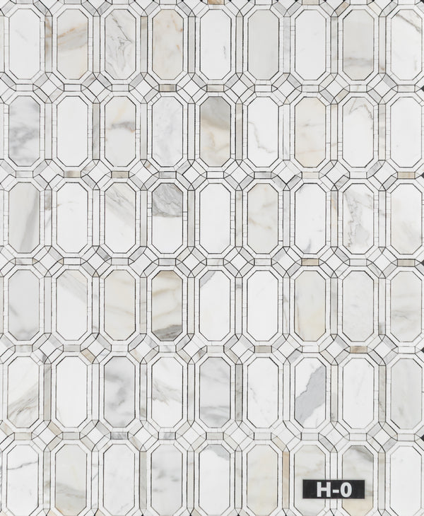 Calacatta Gem with White Thassos Mosaic Honed