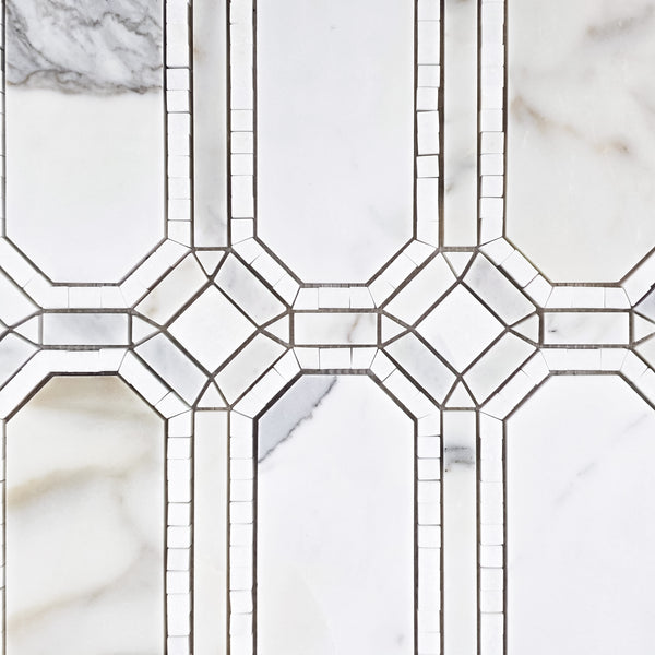 Calacatta Gem with White Thassos Mosaic Honed