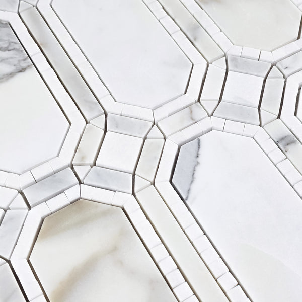 Calacatta Gem with White Thassos Mosaic Honed