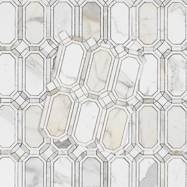 Calacatta Gem with White Thassos Mosaic Honed