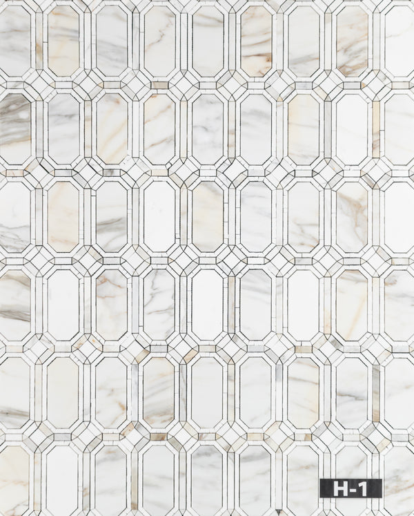 Calacatta Gem with White Thassos Mosaic Honed