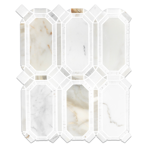 Calacatta Gem with White Thassos Mosaic Honed