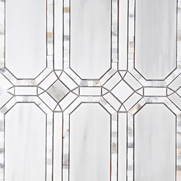 Dolomite Gem with Calacatta Mosaic Honed