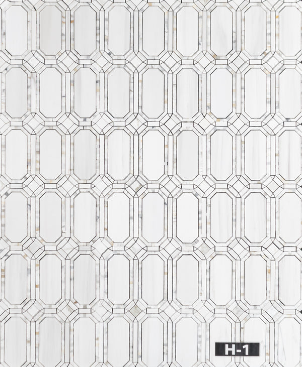 Dolomite Gem with Calacatta Mosaic Honed