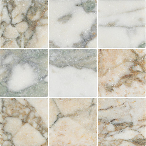Calacatta Green 4" x 4" Tumbled Field Board