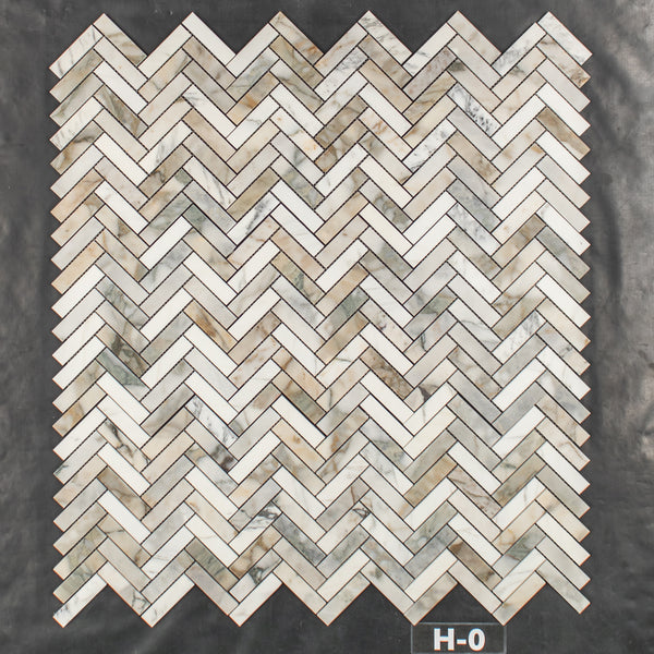 Calacatta Green 1" x 4" Herringbone Mosaic Honed