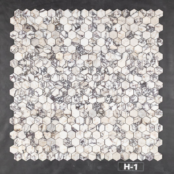 Bianco Violetta 2" Hexagon Mosaic Honed