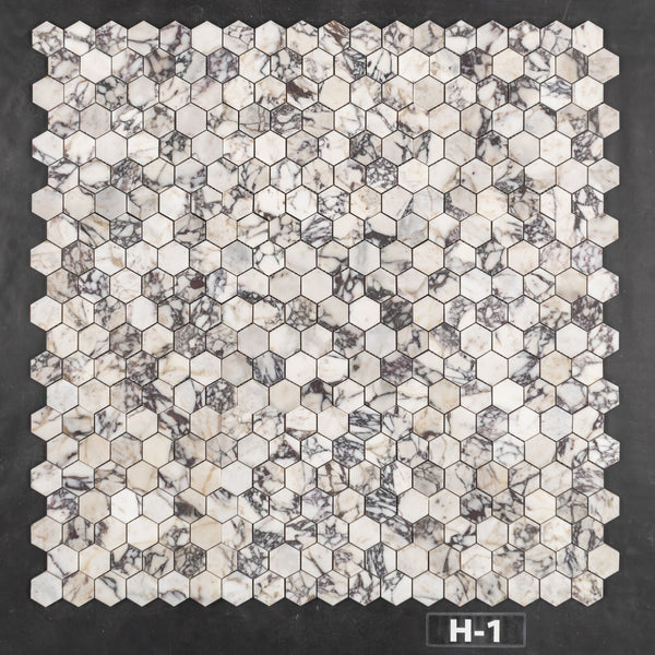 Bianco Violetta 2" Hexagon Mosaic Honed