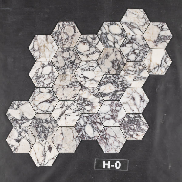 Bianco Violetta 5" Hexagon Mosaic Honed