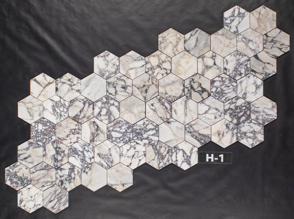 Bianco Violetta 5" Hexagon Mosaic Honed