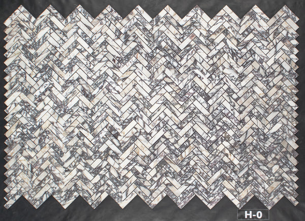 Bianco Violetta 1" x 4" Herringbone Mosaic Honed