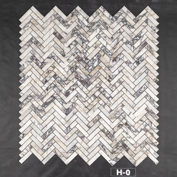 Bianco Violetta 1" x 4" Herringbone Mosaic Honed - Elon Tile & Stone