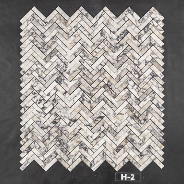 Bianco Violetta 1" x 4" Herringbone Mosaic Honed