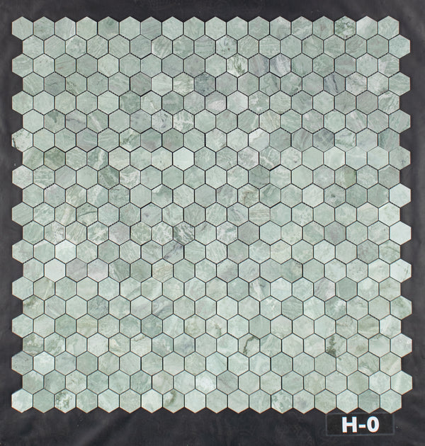 Mosaico hexagonal verde esmeralda de 2" pulido