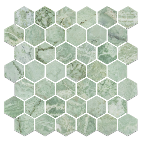 Emerald Green 2" Hexagon Mosaic Honed