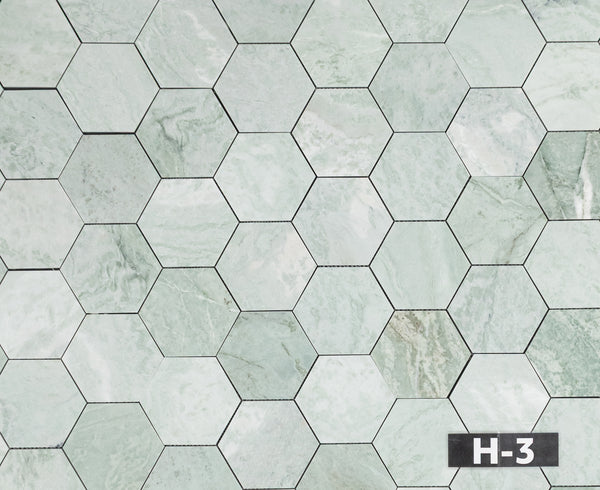 Emerald Green 5" Hexagon Mosaic Honed