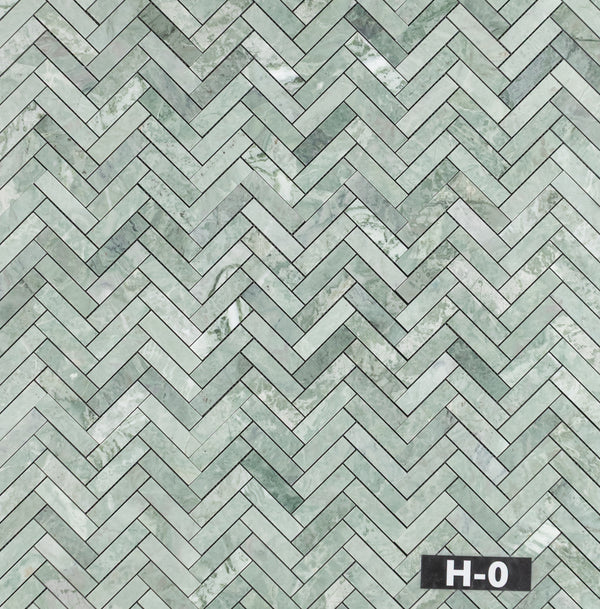 Emerald Green 1" x 4" Herringbone Mosaic Honed