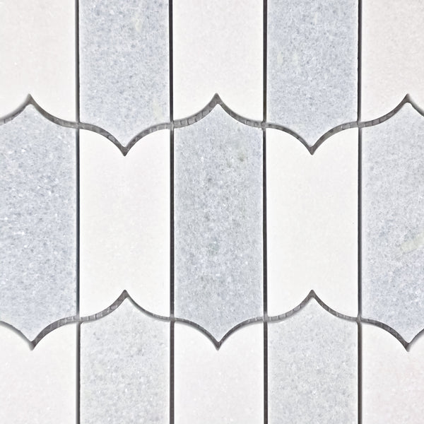 Blue Celeste & White Thassos Regalia Mosaic Honed