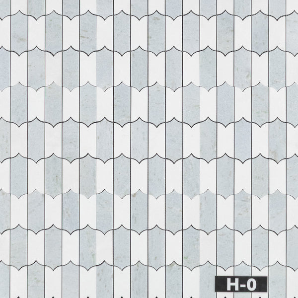 Blue Celeste & White Thassos Regalia Mosaic Honed
