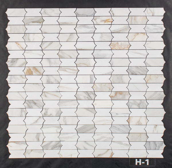 Mosaico Calacatta dorado y blanco Thassos Regalia pulido