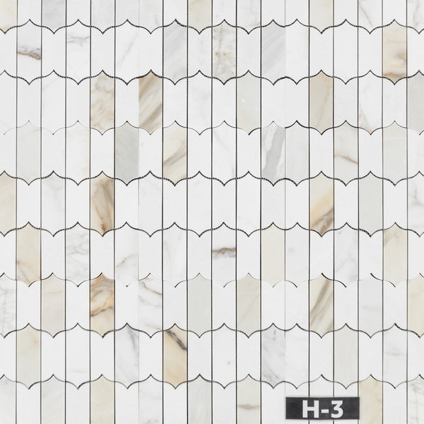 Calacatta Gold & White Thassos Regalia Mosaic Honed