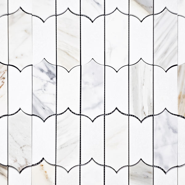 Mosaico Calacatta dorado y blanco Thassos Regalia pulido