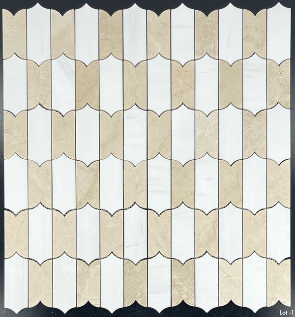 Dolomite & Crema Marfil Regalia Mosaic Honed